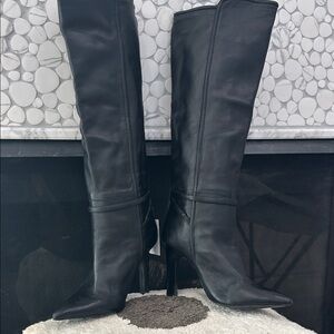 Reiss Black Heeled Knee-High Boots